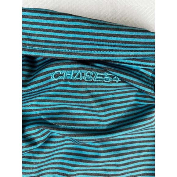 Chase 54 Golf Polo Shirt XL Teal Gray Striped Performance Stretch Men's - Picture 4 of 8